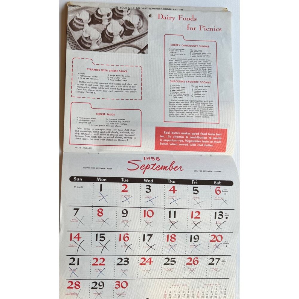 1958 Barton Christmas Holiday Dairy  Wall Calendar Coshocton Ohio Vintage 1950s - Picture 15 of 16